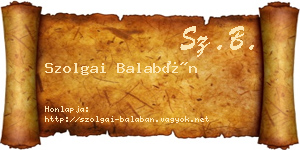 Szolgai Balabán névjegykártya